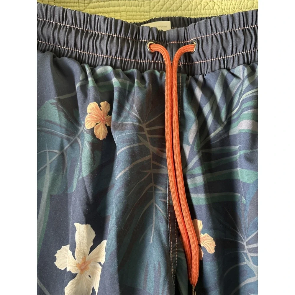 Slunks Men's M Blue Floral Pulse Volleyball Club Athletic Shorts: Floral